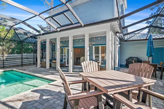 Outdoor Oasis! Heated Pool - 1/2 Mi to the Beach - Golf Cart!